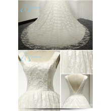 2017 Custom Made Real Photos Square Chapel Train Luxury Wedding Dress